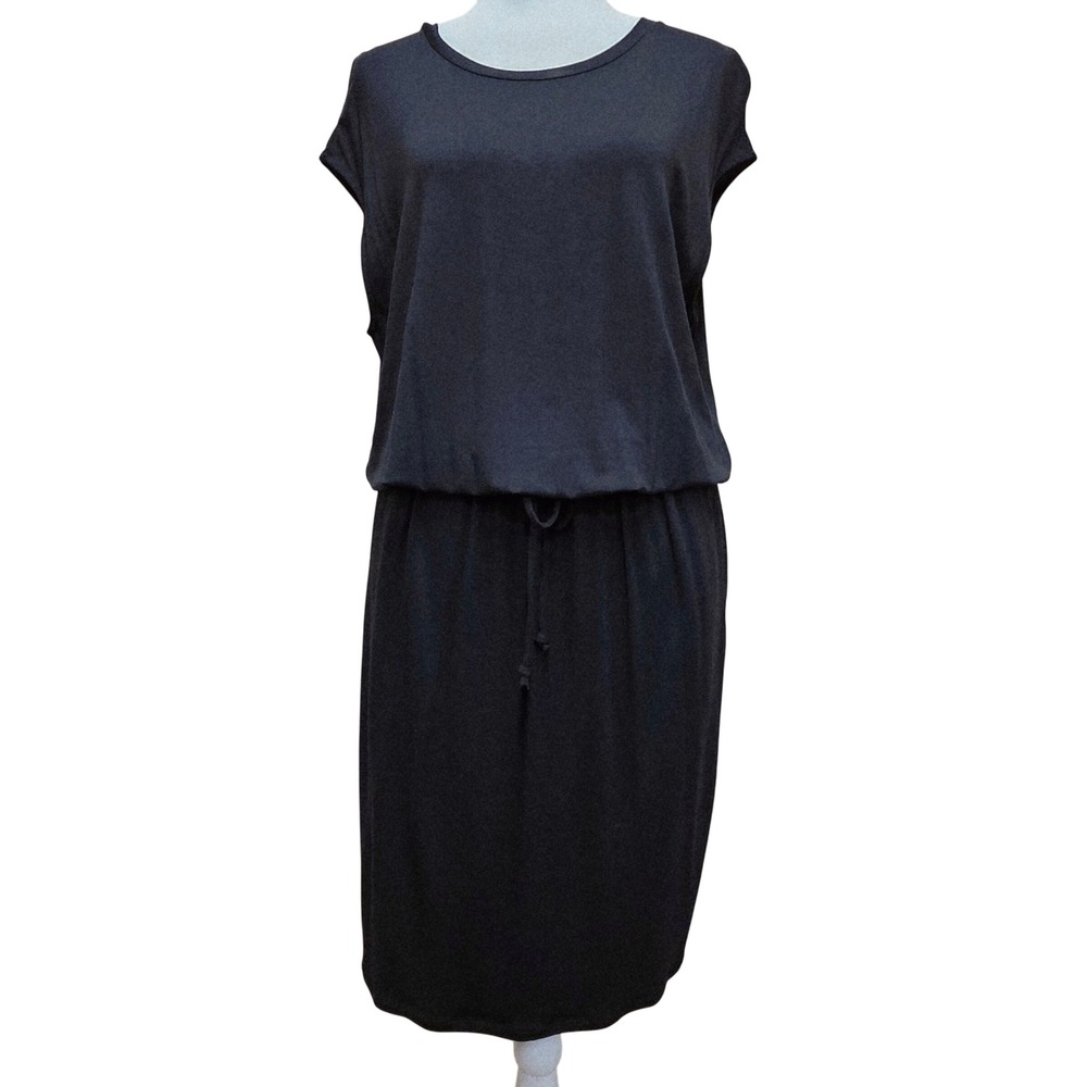 Black Banana Republic Short Sleeve Blouson Adjustable Elastic Waist Dress Size M
